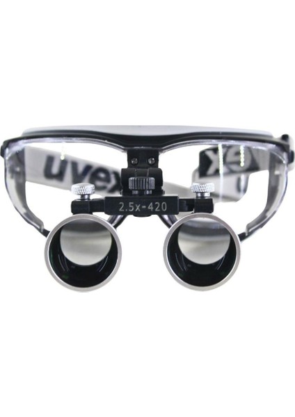 Hiperlupa ST345 Doktor Gözlük Uvex Siyah Gri Çerçeve 2-5x Metal Çerçeve Loupe