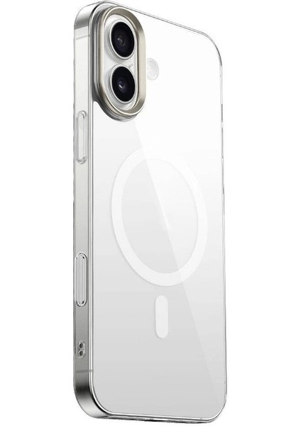 Apple iPhone 16 Plus Kılıf Magsafe Şarj Özellikli Şeffaf Cam Arka Yüzey Redclick G-Glass Kapak