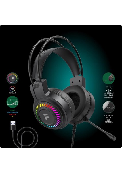 7.1 Virtual Surround Rgb Profesyonel Oyuncu Kulaklığı (FC8100B)