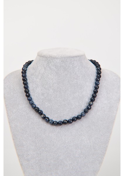 Dumortierit Doğal Taş 8 mm Dizi Kolye