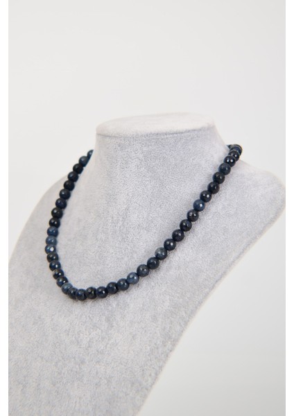 Dumortierit Doğal Taş 8 mm Dizi Kolye modelleri