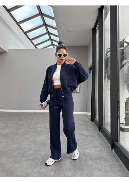 Çimalı Fermuar Detay Şardonlu Eşofman Takım