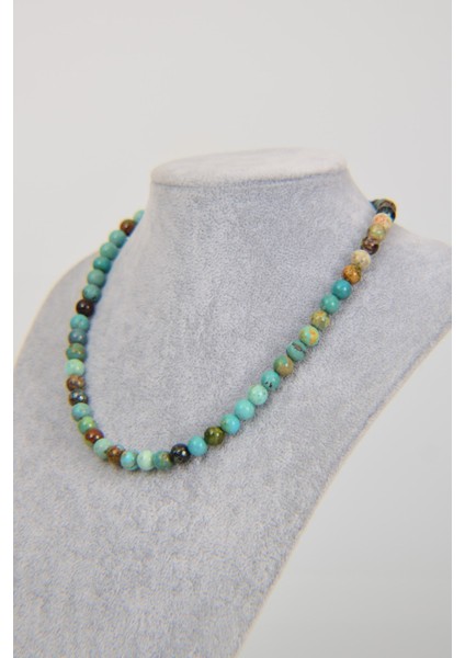 Krizokol Doğal Taş 8 mm Dizi Kolye modelleri