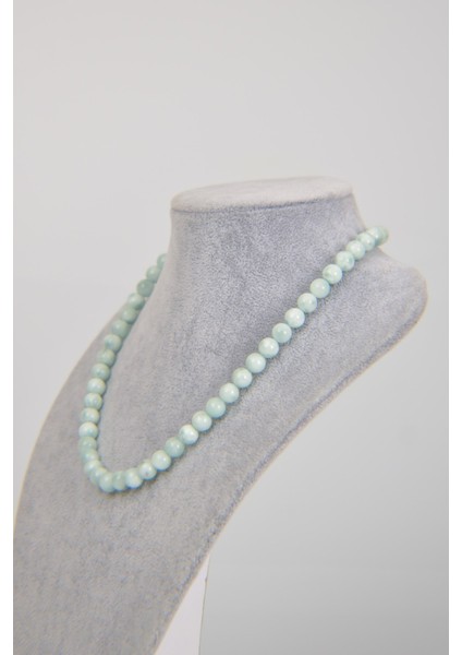 Larimar Doğal Taş 8 mm Dizi Kolye modelleri