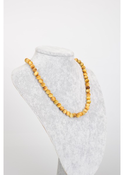 Sarı Kaplan Gözü Doğal Taş 8 mm Dizi Kolye fiyatları