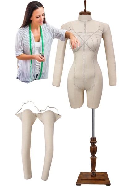 Seyyar Kollu Profesyonel Alt ve Üst Grup 38 Beden Iğne Batabilen Özel Dikişli Terzi Prova Mankeni fırsatları