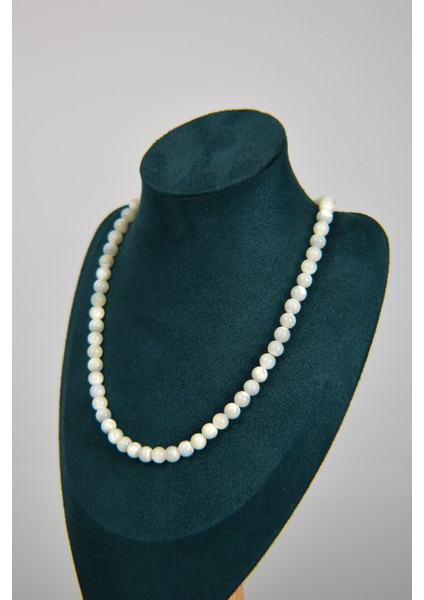 Sedef Doğal Taş 8 mm Dizi Kolye modelleri