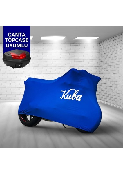 Ultra Shop Kuba Sj100-16D Motosiklet Branda Topcase Çanta Uyum Logolu Kumaş Penye Mavi Motor Branda