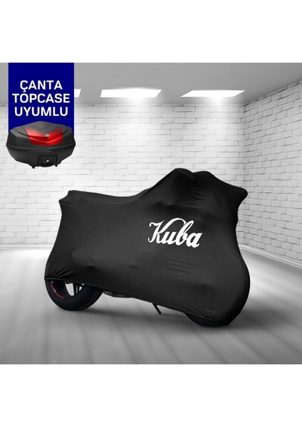 Ultra Shop Kuba Ajax 150 Motosiklet Branda Topcase Çanta Uyum Logolu Kumaş Penye Siyah Motor Branda
