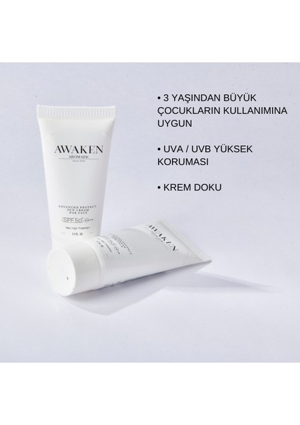 Awaken Aromatic Çok Yüksek Koruma Sağlayan Yüz Güneş Kremi SPF 50+ UVA & UVB Koruma, 50 ml modelleri