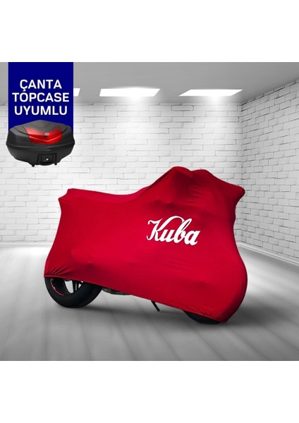 Ultra Shop Kuba Filinta 200 Motosiklet Branda Topcase Çanta Uyum Logolu Kumaş Penye Kırmızı Motor Branda