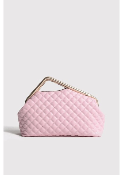 Pembe Kapitone Clutch Portföy Çanta