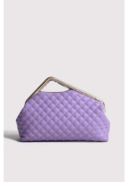 Lila Kapitone Clutch Portföy Çanta