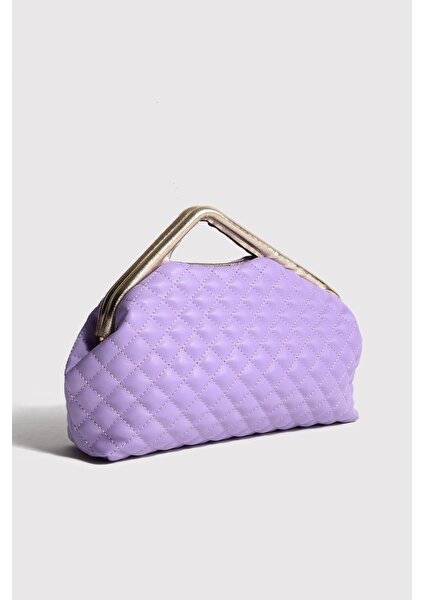 Lila Kapitone Clutch Portföy Çanta