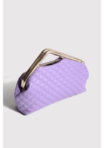 Lila Kapitone Clutch Portföy Çanta