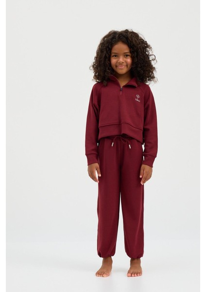 Kız Çocuk Basıc Fluffy Sweatshirt Bordo fiyatları