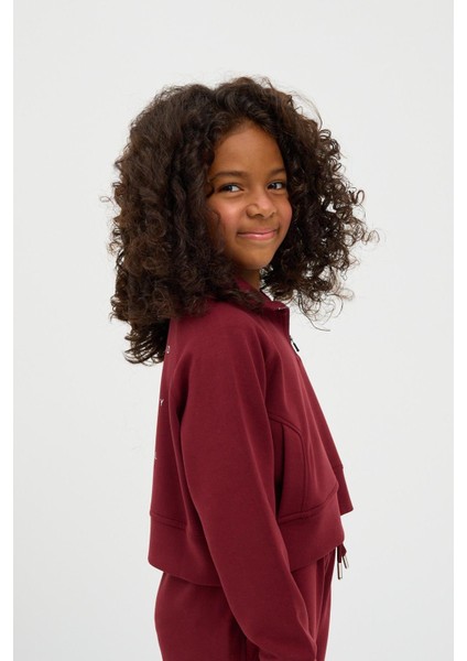 Kız Çocuk Basıc Fluffy Sweatshirt Bordo fırsatları