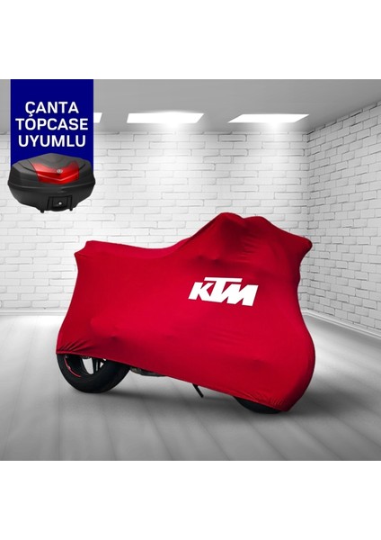 Ultra Shop Ktm 890 Adventure R Motosiklet Branda Topcase Çanta Uyum Logolu Kumaş Penye Kırmızı Motor Branda