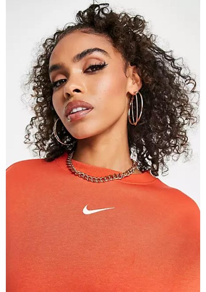 Sportswear Essential Collection Fleece Oversized Kadın Sweatshirt Turuncu modelleri