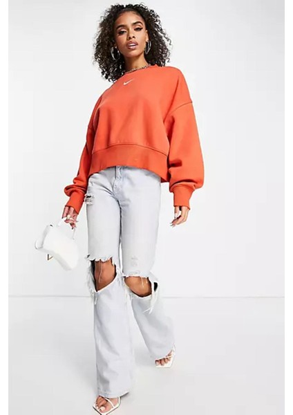 Sportswear Essential Collection Fleece Oversized Kadın Sweatshirt Turuncu fırsatları
