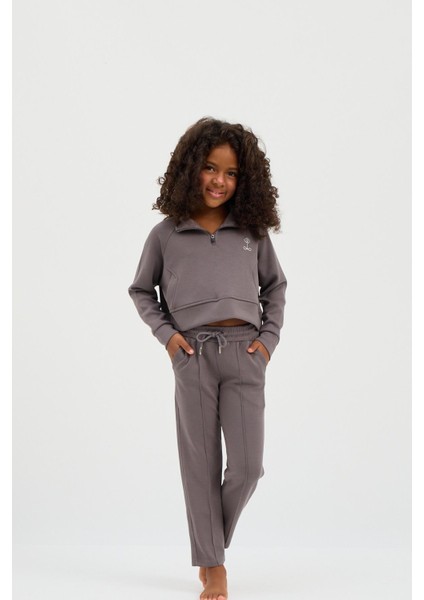 Kız Çocuk Basic Fluffy Crop Top Koyu Gri fiyatları