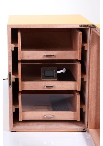 Premiumquality Sarı Cohiba Desenli 4 Çekmeceli Sedir Humidor Puro Kutusu indirimleri