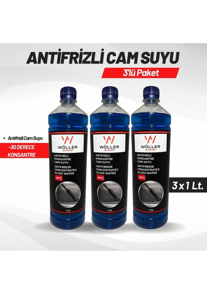 Oto Cam Suyu Antifrizli Cam Suyu Konsantre -30 Derece 3 Adet X 1 Lt.