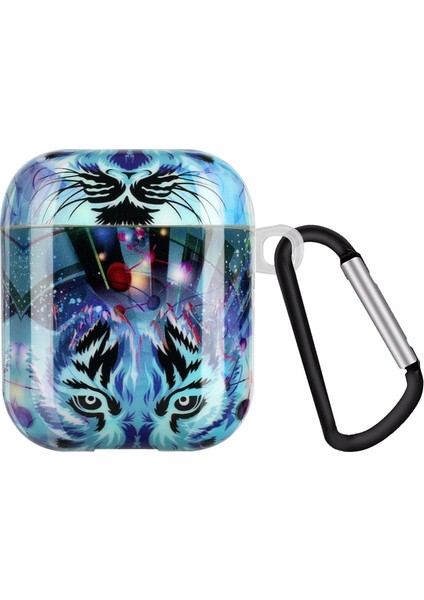 Apple Airpods için Şarj Lı 2016 2019 Kablosuz Şarj Lı Airpods 2019 Imd Desen Baskı Yumuşak Tpu Koruyucu Kanca Kurt İle Kulaklık Kılıfı (Yurt Dışından)