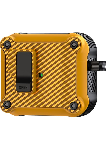 Apple Airpods 3 için Karbon Fiber Doku Manyetik Otomatik Kilit Tpu Kulaklık Kılıfı (Yurt Dışından)