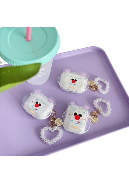 Apple Airpods için 3 Burun Ayı Kafası Desen Şeffaf Yumuşak Tpu Koruyucu İle Kalp Kolye Kulaklık Kılıfı (Yurt Dışından) fiyatları