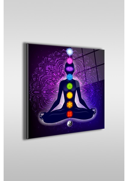 7 Çakra Meditasyon Dekoratif Kare Cam Tablo fiyatları