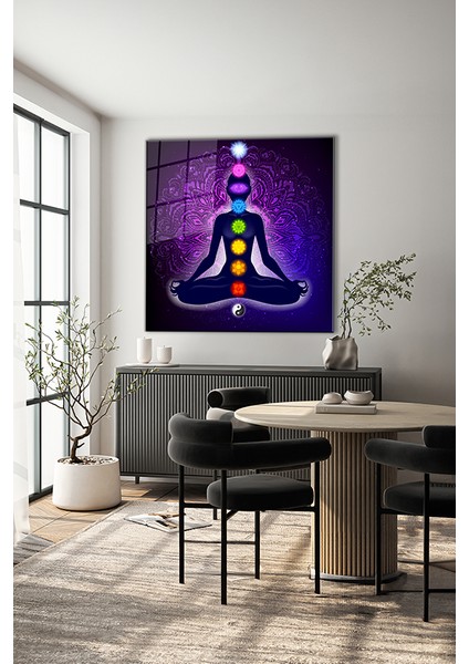 7 Çakra Meditasyon Dekoratif Kare Cam Tablo indirimleri