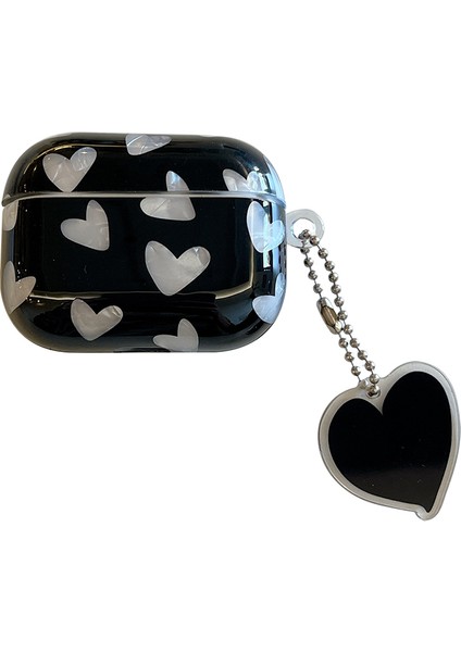 Apple Airpods Pro için Kalp Desenli Kabuk Dokusu Tpu Anti Damla Kolye Kulaklık Kılıfı (Yurt Dışından)