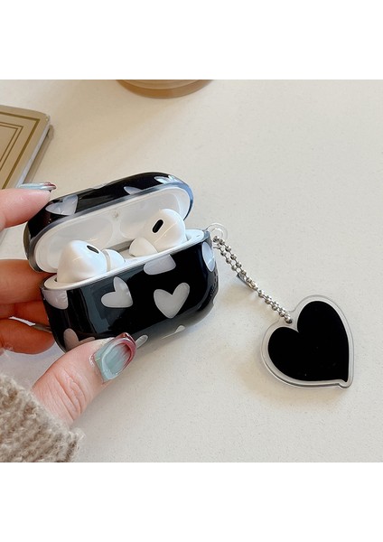Apple Airpods Pro için Kalp Desenli Kabuk Dokusu Tpu Anti Damla Kolye Kulaklık Kılıfı (Yurt Dışından) fiyatları