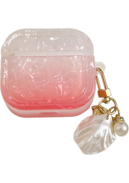 Airpods Pro 2 için Degrade Kabuk Tahıl Kutusu Yumuşak Tpu Düşme Önleyici Kare Kabuk Şekli İle Kolye Kulaklık Kılıfı (Yurt Dışından)