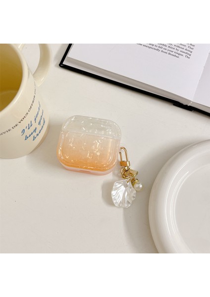 Airpods Pro 2 için Degrade Kabuk Tahıl Kutusu Yumuşak Tpu Düşme Önleyici Kare Kabuk Şekli Kolye Turuncu Kulaklık Kılıfı (Yurt Dışından) fiyatları