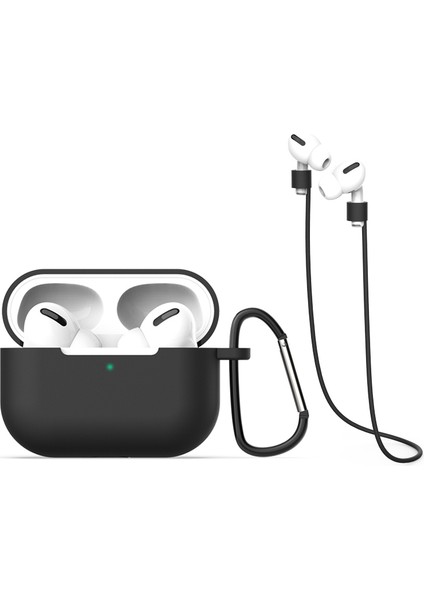 Airpods Pro için Silikon + Kordonu + Taşınabilir Kanca Kulaklık Kılıfı (Yurt Dışından)