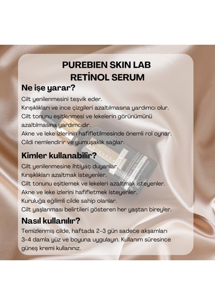 PUREBIEN SKIN LAB Retinol Serum %0.5  + Vitamin E +Hyaluronik Asit +Niasinamid B5