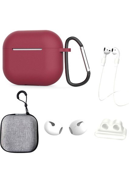 Apple Airpods için 3 6 In 1 Silikon Anti Kayıp Kordon Saat Kayışı Tutucu Kulak Askısı Kulak Saklama Kutusu Şarap Kulaklık Kılıfı (Yurt Dışından)