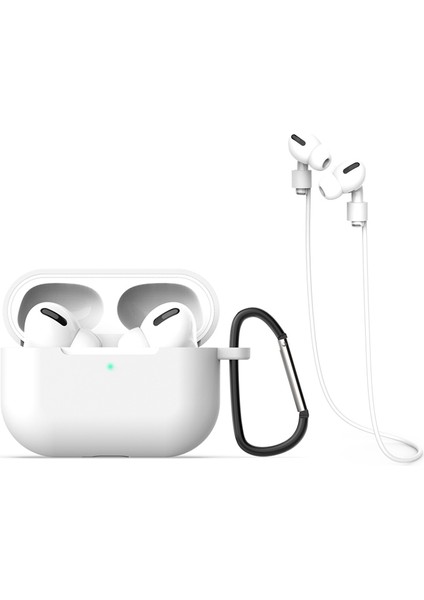 Airpods Pro için Silikon + Kordonu + Taşınabilir Kanca Kulaklık Kılıfı (Yurt Dışından)