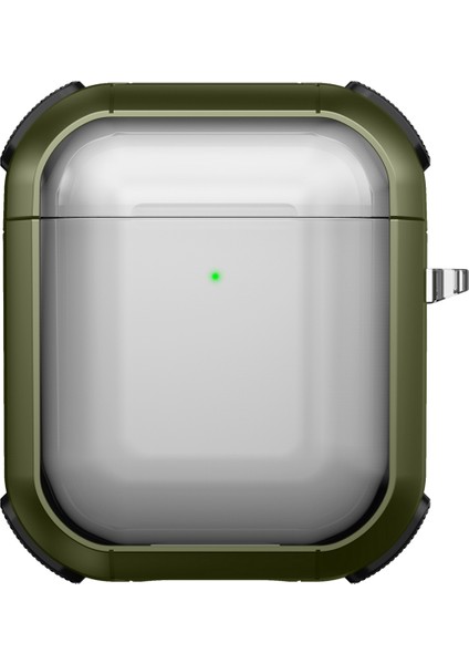 Apple Airpods için 2016 2019 Airpods Kablosuz 2019 Pc+Tpu Şeffaf Lı Karabina Ordu İ Kulaklık Kılıfı (Yurt Dışından)