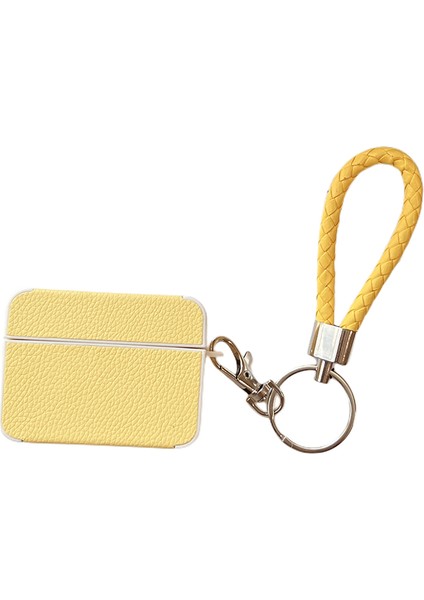 Apple Airpods Pro için Litchi Doku Pu+Tpu Kayışlı Koruyucu Kulaklık Kılıfı (Yurt Dışından)