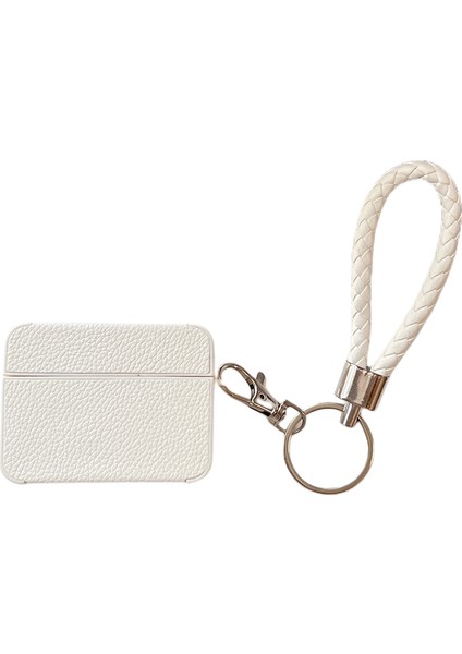 Apple Airpods Pro için Litchi Doku Pu+Tpu Kayışlı Koruyucu Kulaklık Kılıfı (Yurt Dışından)