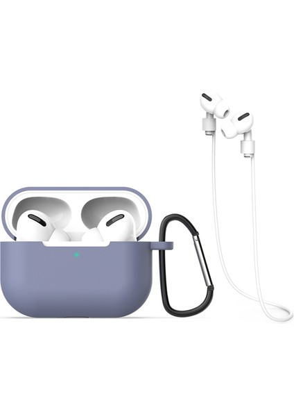 Airpods Pro için Silikon + Kordonu + Taşınabilir Kanca Kulaklık Kılıfı (Yurt Dışından)