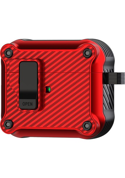 Apple Airpods 3 için Karbon Fiber Doku Manyetik Otomatik Kilit Tpu Kulaklık Kılıfı (Yurt Dışından)