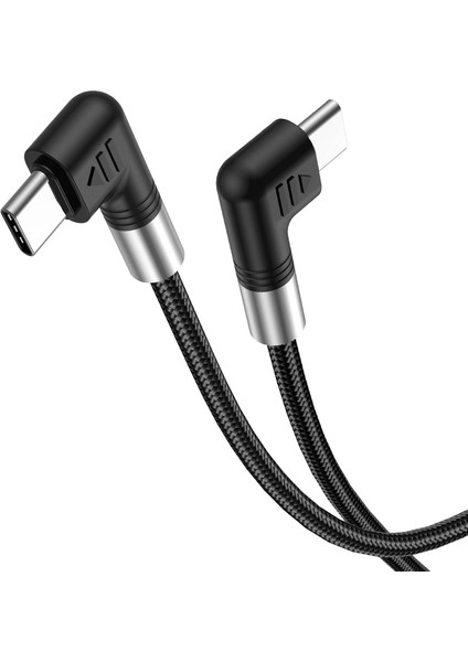 iPhone 15 Serisi Için A9 3m Naylon Örgülü 480MBPS Usb-C Veri Kablosu Çift Dirsek Başlıkları 5A 100W Hızlı Tip-C Şarj Kablosu (Yurt Dışından)