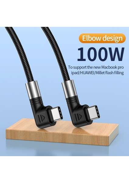 iPhone 15 Serisi Için A9 3m Naylon Örgülü 480MBPS Usb-C Veri Kablosu Çift Dirsek Başlıkları 5A 100W Hızlı Tip-C Şarj Kablosu (Yurt Dışından)
