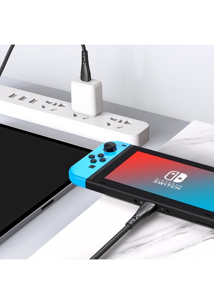iPhone 15 Serisi Için Naylon Örgülü 1.2m Usb-C-Usb-C Samsung Huawei Xiaomi Için Hızlı Şarj Kablosu (Yurt Dışından)
