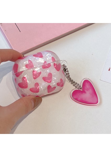 Apple Airpods için Pro Kalp Desen Kabuk Doku Tpu Anti Damla Kolye Gül Kulaklık Kılıfı (Yurt Dışından) fiyatları