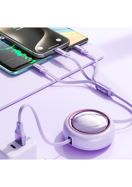 Star Serisi 1,2m 3'ü 1 Arada Geri Çekilebilir 100W Hızlı Şarj Kablosu Tarih Kablosu-Mavi (Yurt Dışından) modelleri